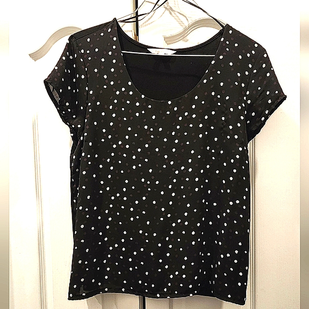Polka Dot Short Sleeve Women's Blouse - Large